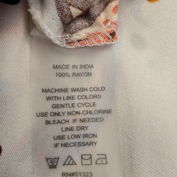 Vince Camuto Womens Orange Paisley Maxi Skirt Ivory sz XL NWOT Elastic Waist - Picture 9 of 9